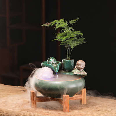 创意小型客厅流水喷泉生财摆件循环水办公桌面鱼缸装饰乔迁送礼品