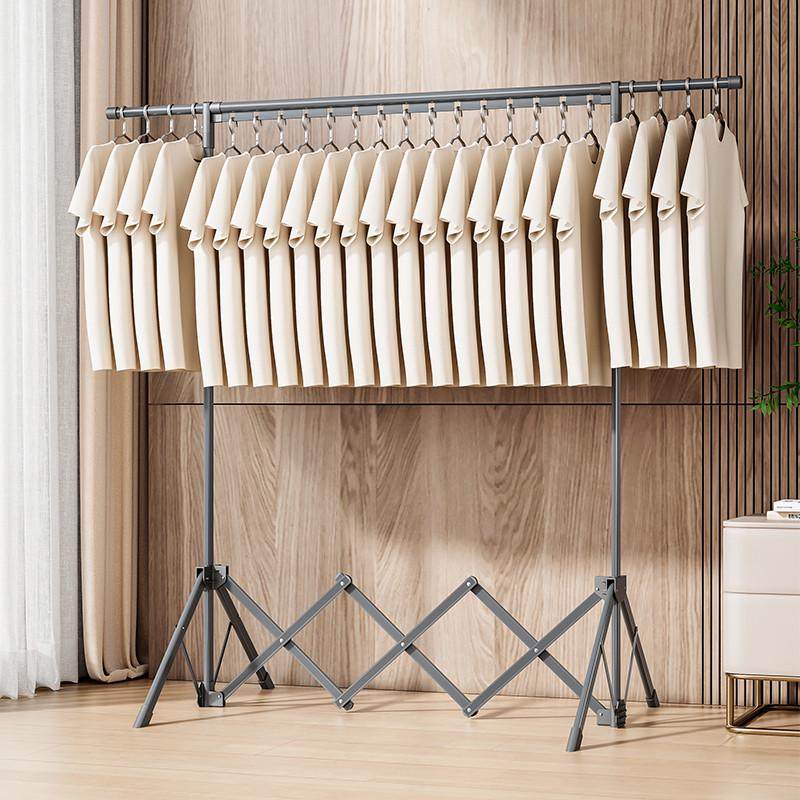 折叠晾衣架阳台家用小户型室内简易衣帽架晒衣移动挂衣架落地卧室
