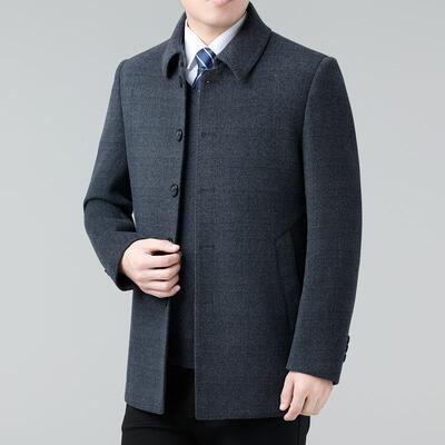 双面羊羊绒大卸衣中长款可拆羽绒内胆中年爸爸装8362-YY毛男呢子