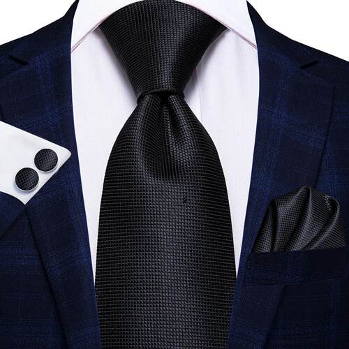 Hi-Tie Blue Business Solid 100% Silk Men's Tie NeckTie 8
