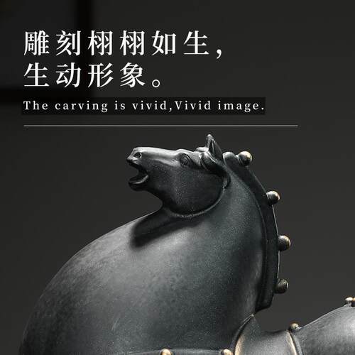 新款直销创意办公室摆件客厅桌面动物马工艺品招财陶瓷家居酒柜装