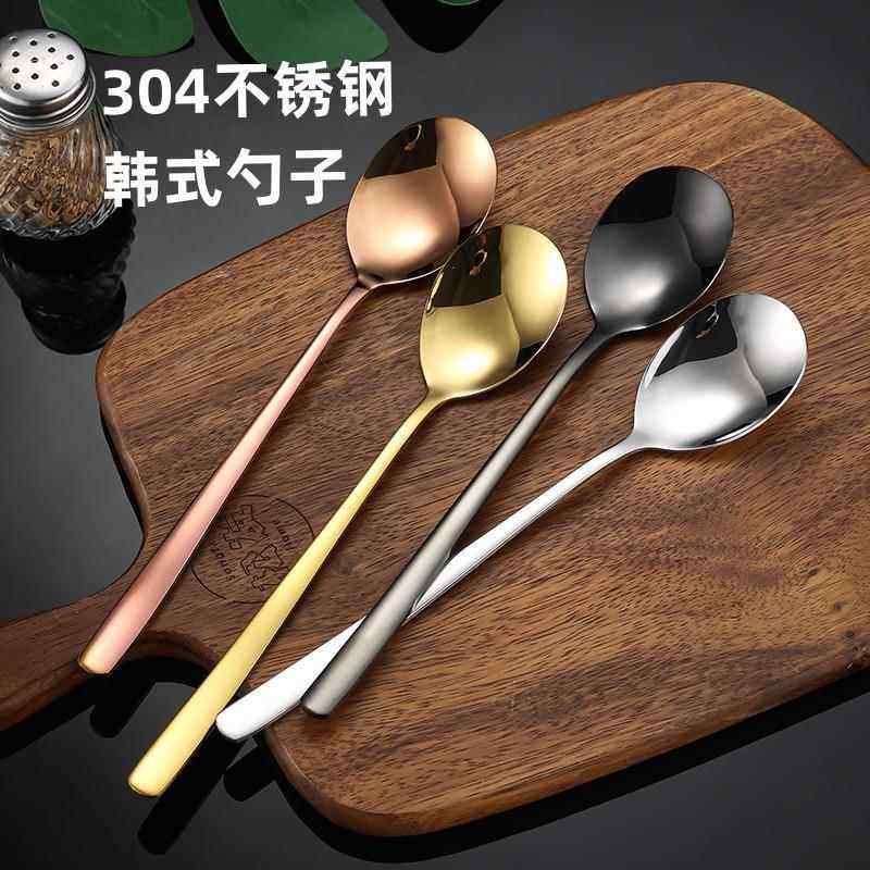 韩式304不锈钢勺子商用拌饭调羹家用加厚长柄勺成人儿童吃饭汤勺,餐饮具,西餐勺,淘宝优惠券,粉丝福利购,淘宝优惠卷
