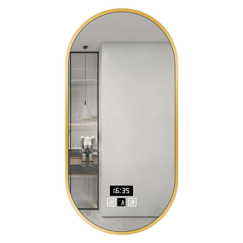 贸易LED镜子酒店浴室卫生间防雾化妆镜带灯发光椭圆跑道壁挂