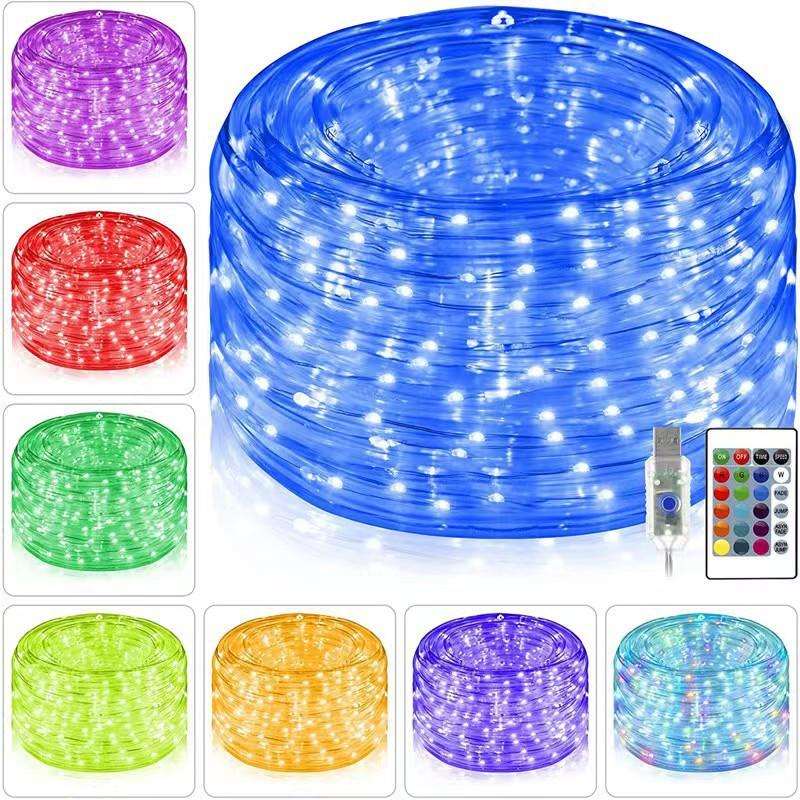 跨境RGB七彩同步管子灯RGB16色软管灯 户外庭院装饰灯 蹦床灯