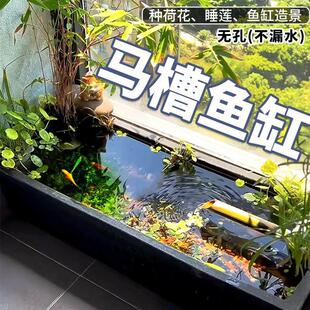 特大号鱼缸长方形紫砂粗陶花盆无釉马槽盆古法养鱼池睡莲阳台庭院