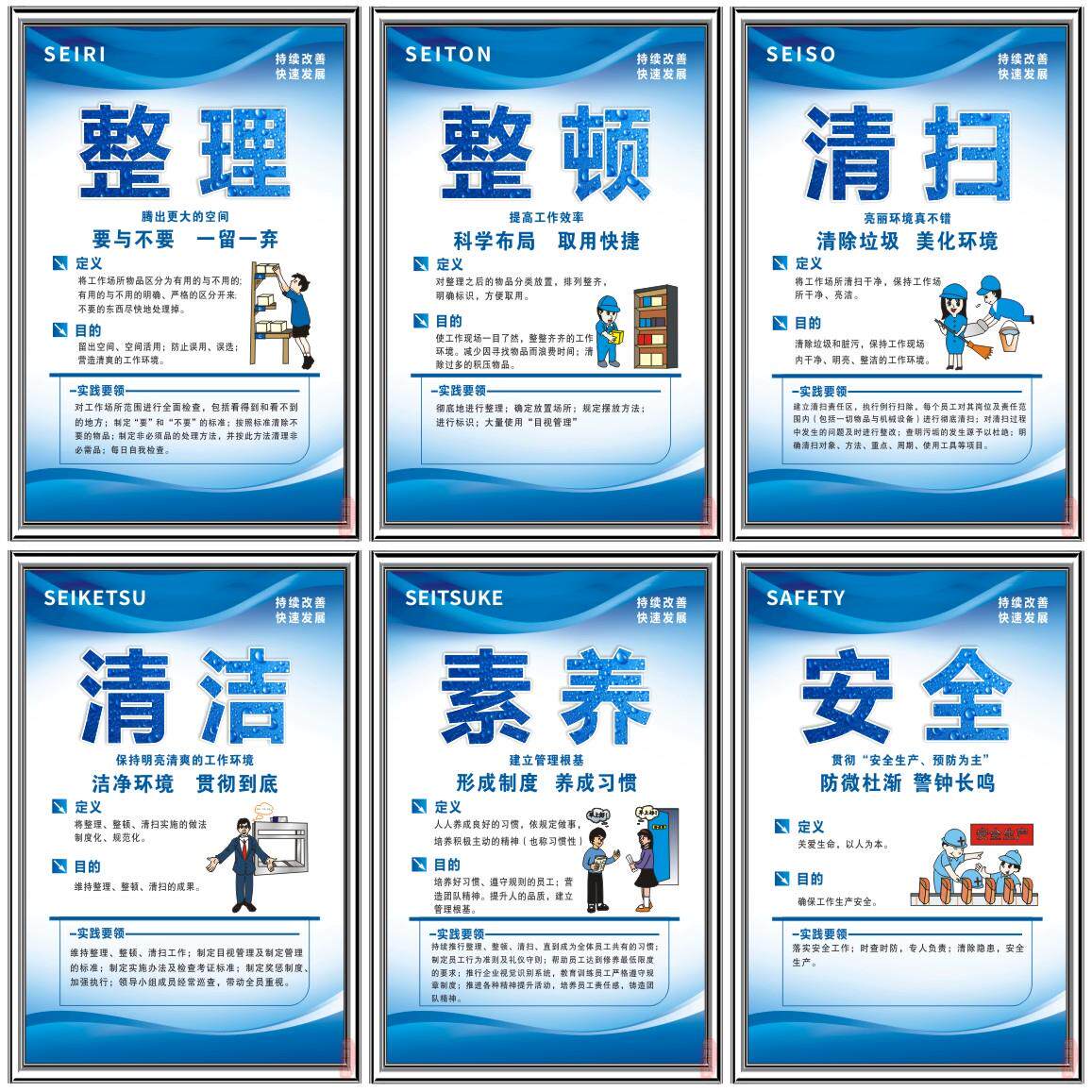 6S管理标语9S/5S/7S/8S/10S/15S企业文化宣传海报车间仓库标识牌