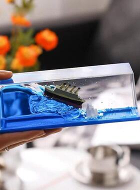 泰坦尼克号黑珍珠游轮流体漂流瓶邮轮永不翻船漂流瓶桌面小摆件