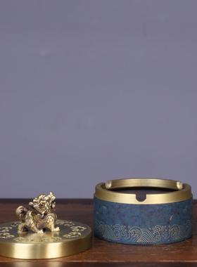 彩铜貔烟PED灰缸车用高档灰缸祥貅盖家居办公云室书房摆件摆件烟