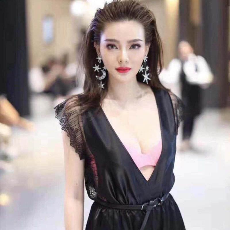 欧美时尚博主夸张闪钻月亮星星耳环气质走秀个性长款耳坠潮人耳饰