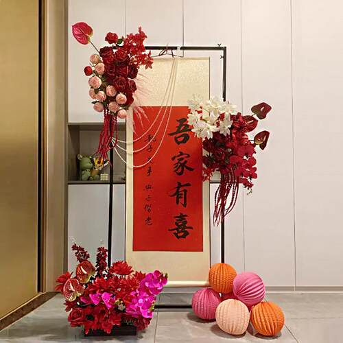 婚何庆新款艺屏子风长方框婚礼舞台装铁饰背景架几伸缩拱门KQU架