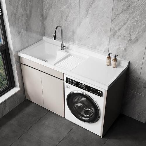 蜂窝铝阳台柜洗衣机柜组合一体台盆洗衣池槽带搓板洗衣机伴侣定做