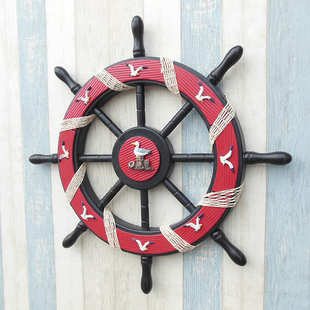 装 实木工艺品 饰家具挂饰 舵手 62公分 木质船舵 地中海风格