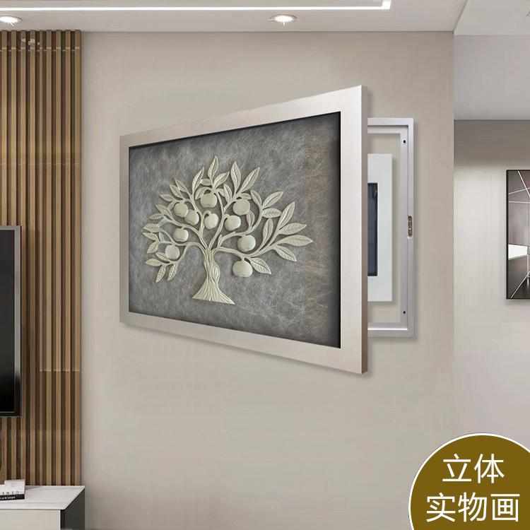 餐厅立体配电箱遮挡现代简约发财树电表箱装饰画轻奢高级感电表箱