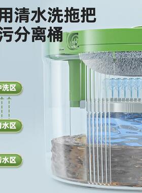 家用绿色旋转拖把污水分离免手洗家用懒人单桶自动拖地拖布神器