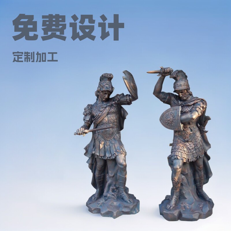 人造砂岩玻璃钢仿铜铸铜站岗武士雕塑人物摆件景区公园广场雕塑