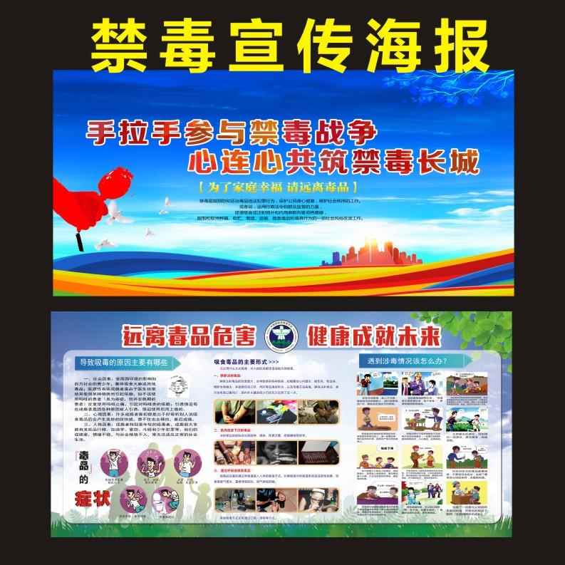 2024年禁毒海报挂图学校校园禁毒宣传画青少年禁毒防毒宣传画挂图