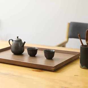 黑胡桃木盘子 日式 复古ins木质托盘长方形家用茶盘茶杯杯子托盘
