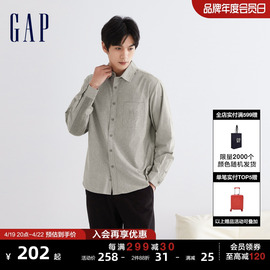 gap男装春秋logo牛津布翻领，长袖衬衫高级时尚，宽松休闲上衣840770