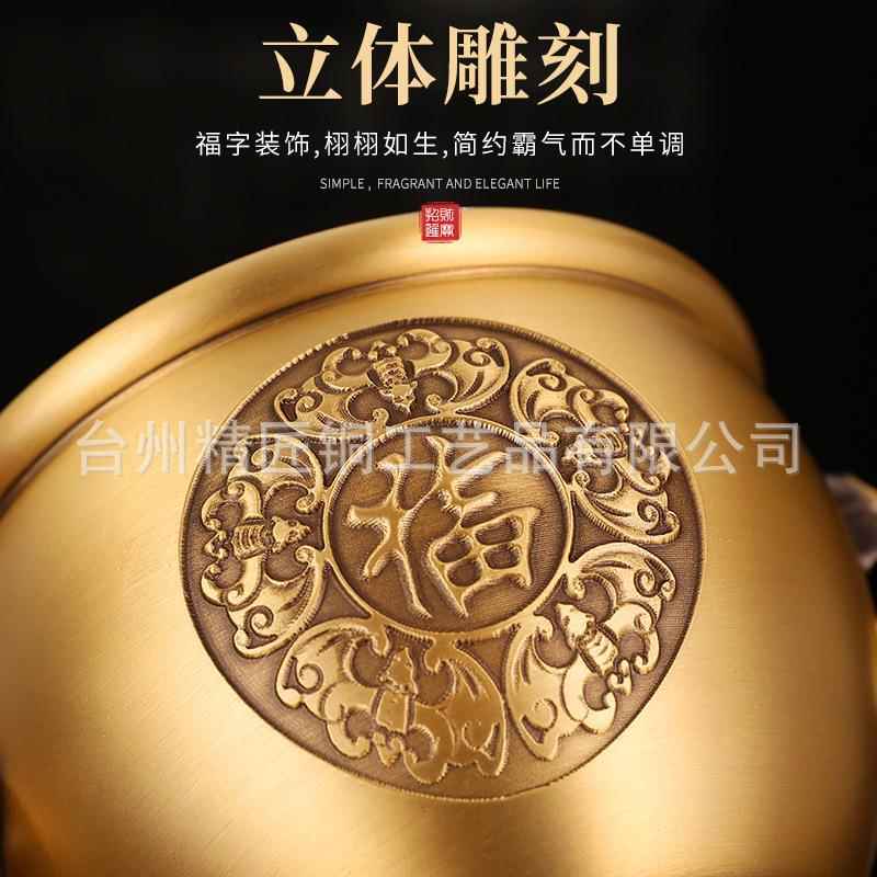 全铜象鼻缸米聚宝心盆摆办公室30301客厅玄关实铜盆招财缸送礼件