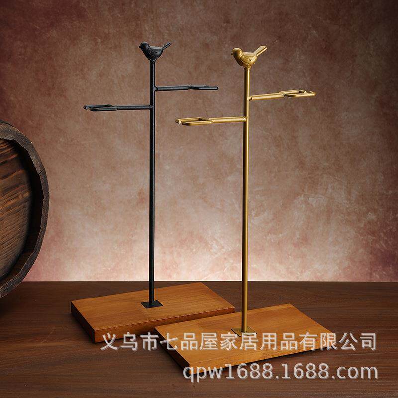 新款直销欧式实木红酒杯架子倒挂悬挂高脚酒柜家用装饰轻奢吊杯展