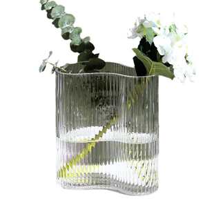 摆件条纹值花瓶家居高样板间玻璃简约装饰品插花高级花瓶颜北欧感