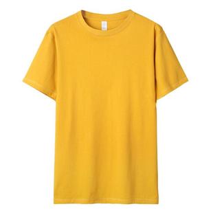 新款 圆来图印棉字工作女衣服DI 重磅270克纯定制t恤宽松领男空白衫