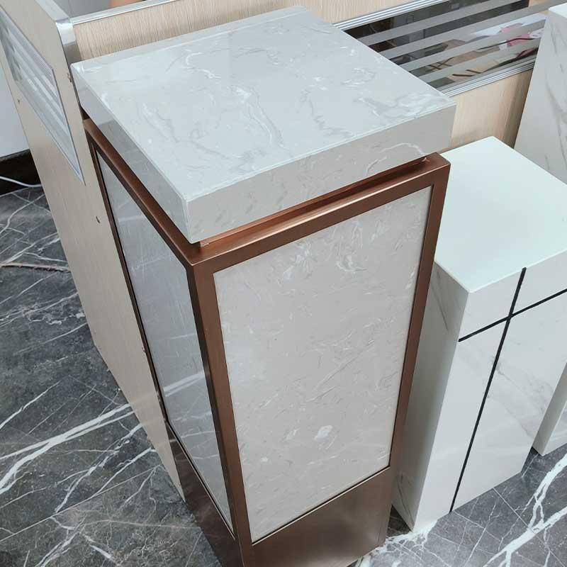 金属大理石高档装饰云多拉灰金属底座酒店售楼部石材墩摆件展示台