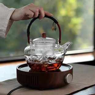 耐高温蒸煮茶壶电陶炉加热家用小型泡茶壶鳊鱼提梁壶玻璃煮茶壶