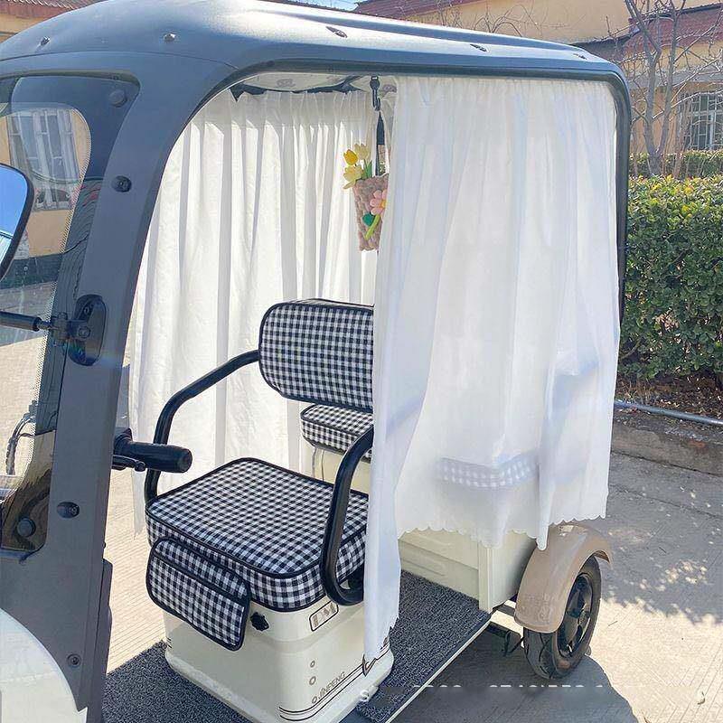 三轮车专用遮阳帘遮光窗帘电动四轮隔热神器车用窗帘公主风防晒帘