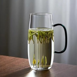 玻璃茶杯主人杯耐热玻璃绿茶杯网红泡茶杯家用办公室喝茶杯子带把