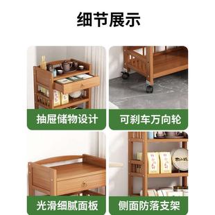 热销带轮可移动小推车家用实木茶几小户型沙发边几茶水架多功能置