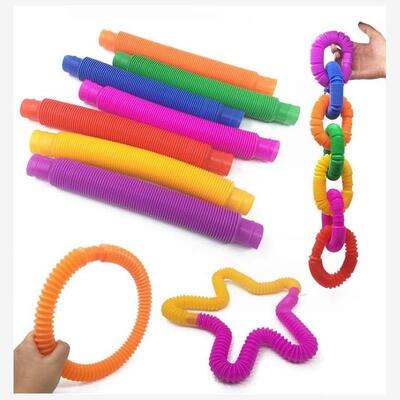 16pcs Pipe Fun Pull Push tube Pop It fidget toy玩具饮管吸管