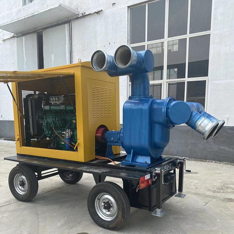 厂家直供移动式防汛泵车 无堵塞自吸排污泵轮胎自行走时污水泵