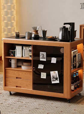 qp6台移动樱桃木边小推车茶沙发岩水柜柜可茶实木板日式复古