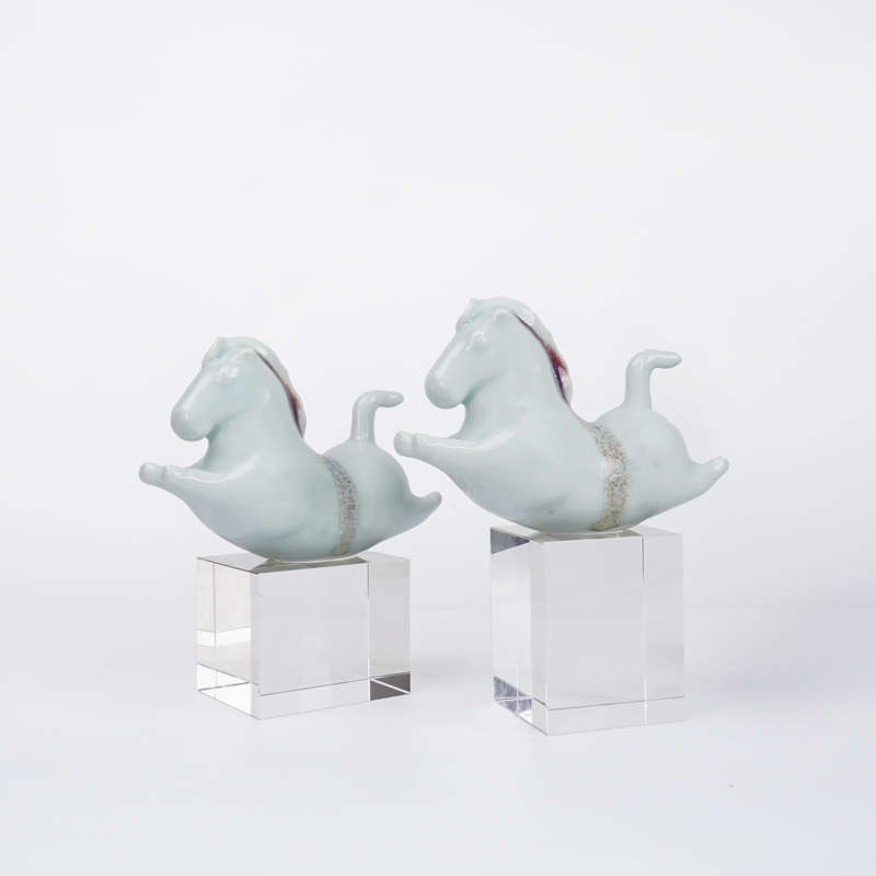 厂家直销新中式陶瓷马书靠水晶摆件现代简约书房书柜卧室办公室书