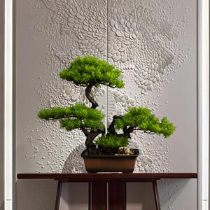 仿高货3摆真迎客松件造景假山装盆景办公室客厅关家居装饰品软新