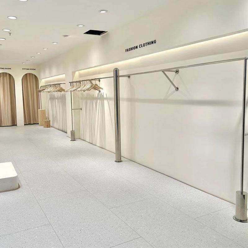 服装店不锈钢展示架陈列架壁挂式网红女装店专用挂衣杆上墙侧挂架