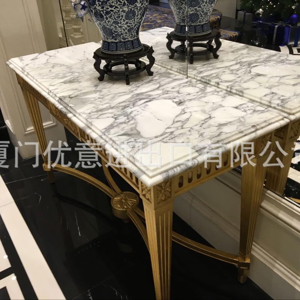 鱼肚白雪花白大花白卡拉拉白桌面台面大理石台面桌面茶几