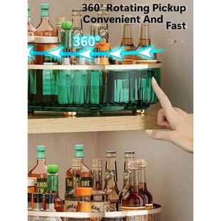luxury kitchen旋转式 rotating rack 厨房储物架 storage Light