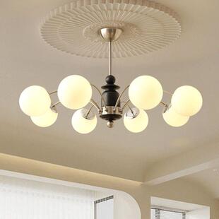 式 书房厅卧室 复古法客厅吊南洋创意灯魔豆餐灯白蜡WAS木中古美式