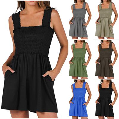 Women Summer Multiple Colors Romper Sleeveless Square Neck