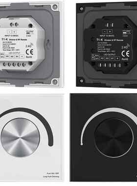 T1-K单⾊玻璃旋钮调光⾯板 频率可调 黑白可选 4A3回路588W MAX