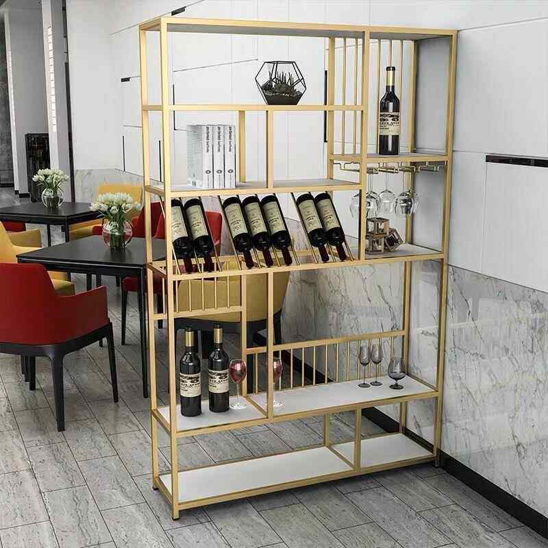 厂餐家现代简约落地轻奢酒架酒柜艺红酒可定制型用架家靠墙酒铁架