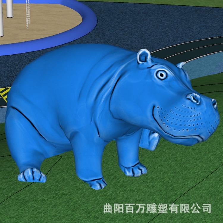 玻璃钢雕塑厂家新款河马雕塑 园林景观装饰摆件