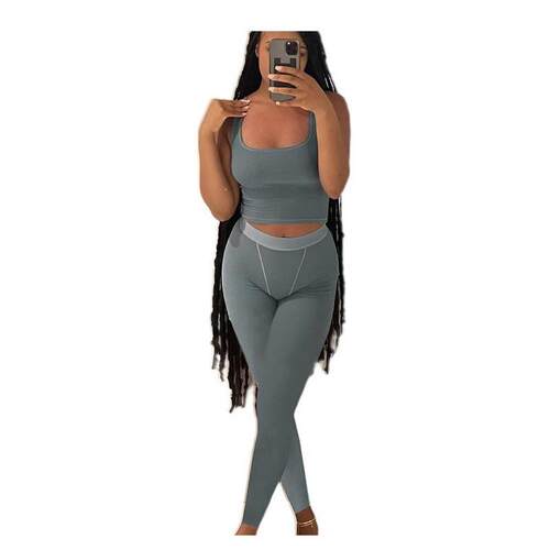 E 61462 Striped yoga vest pants set 条纹瑜伽背心长裤套装