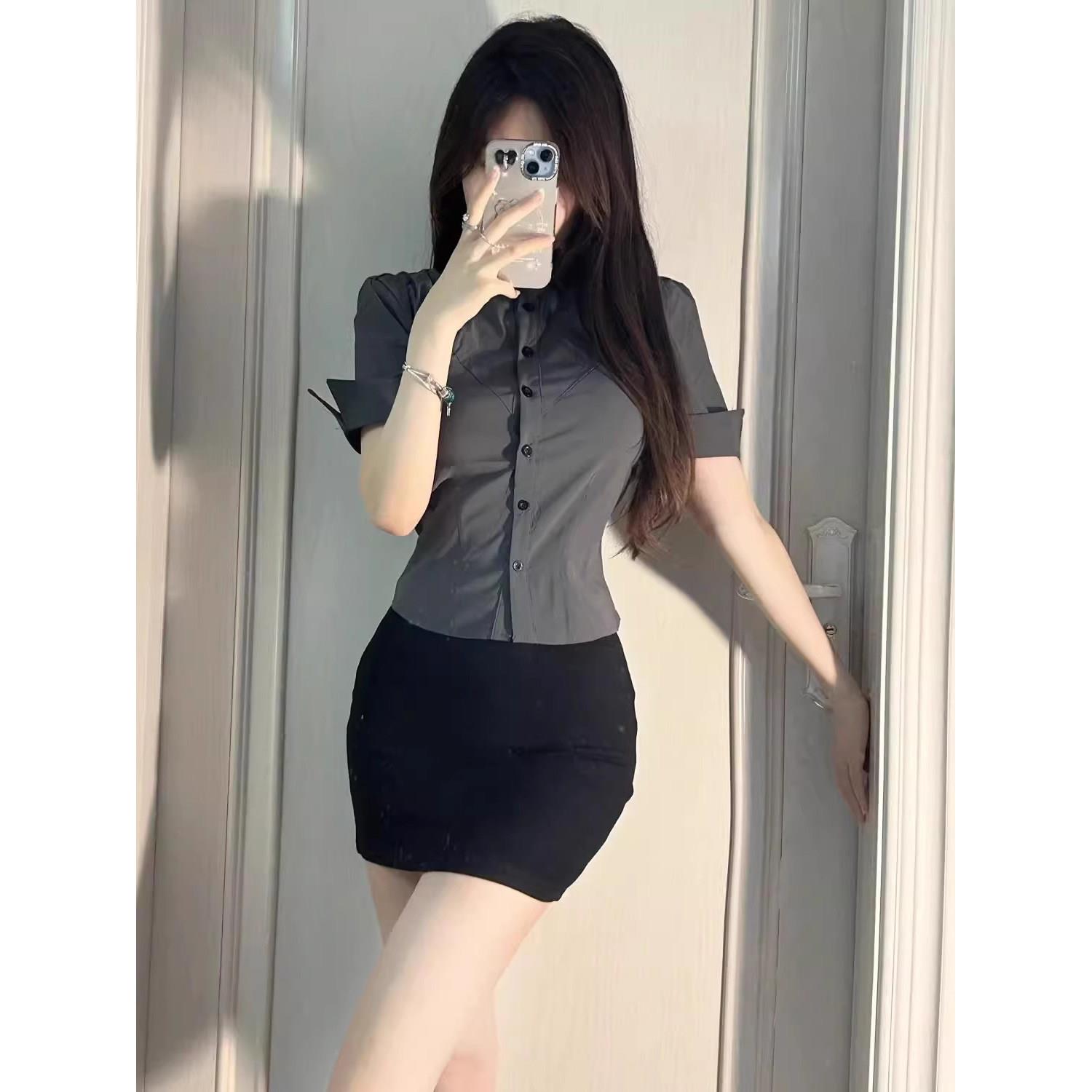 夜店风职业装女装秘书装两件套修身柔式工作服沐足按摩技师服2025