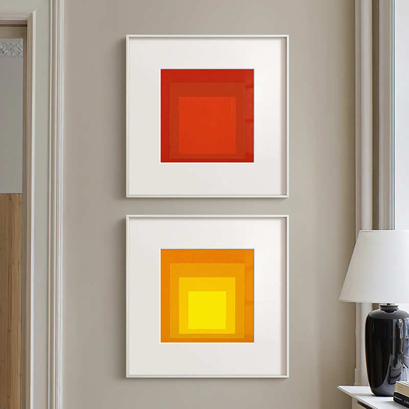 JosefAlbers现代简约抽象彩色方块装饰画小众北欧极简客餐厅挂画图片
