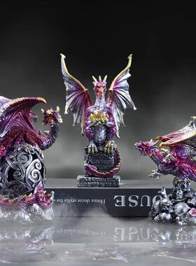 跨境万圣节骷髅魔法龙摆件桌面创意权利游戏周边熔岩龙蛋树脂装饰