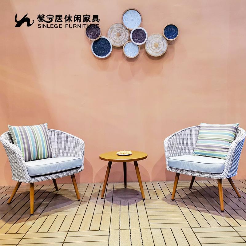 馨宁居藤编沙发椅设计师庭院藤椅休闲沙发椅花园阳台户外小沙发