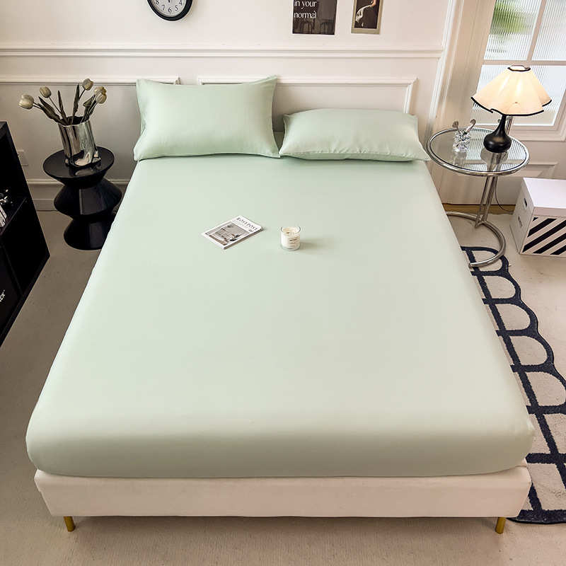 冬简约纯色水洗棉磨毛加厚床笠床垫保护套防滑全包单人床罩三件套